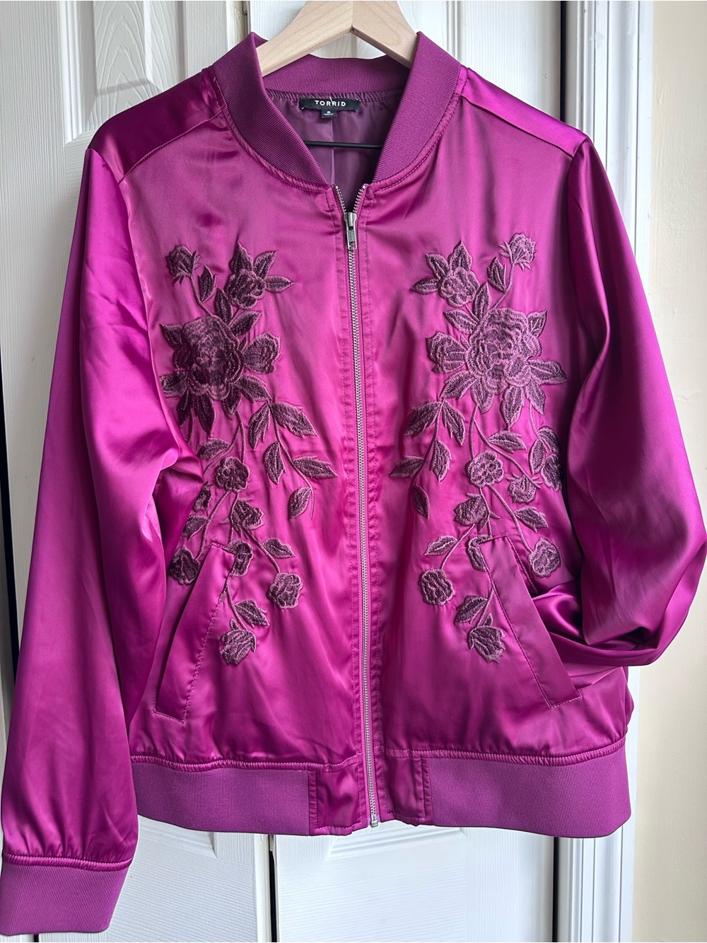 torrid Purple Floral Embroidered Bomber Jacket